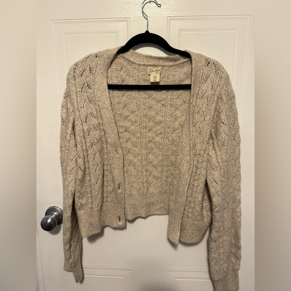 Jessica Simpson Cream Cable Knit Cardigan Sweater